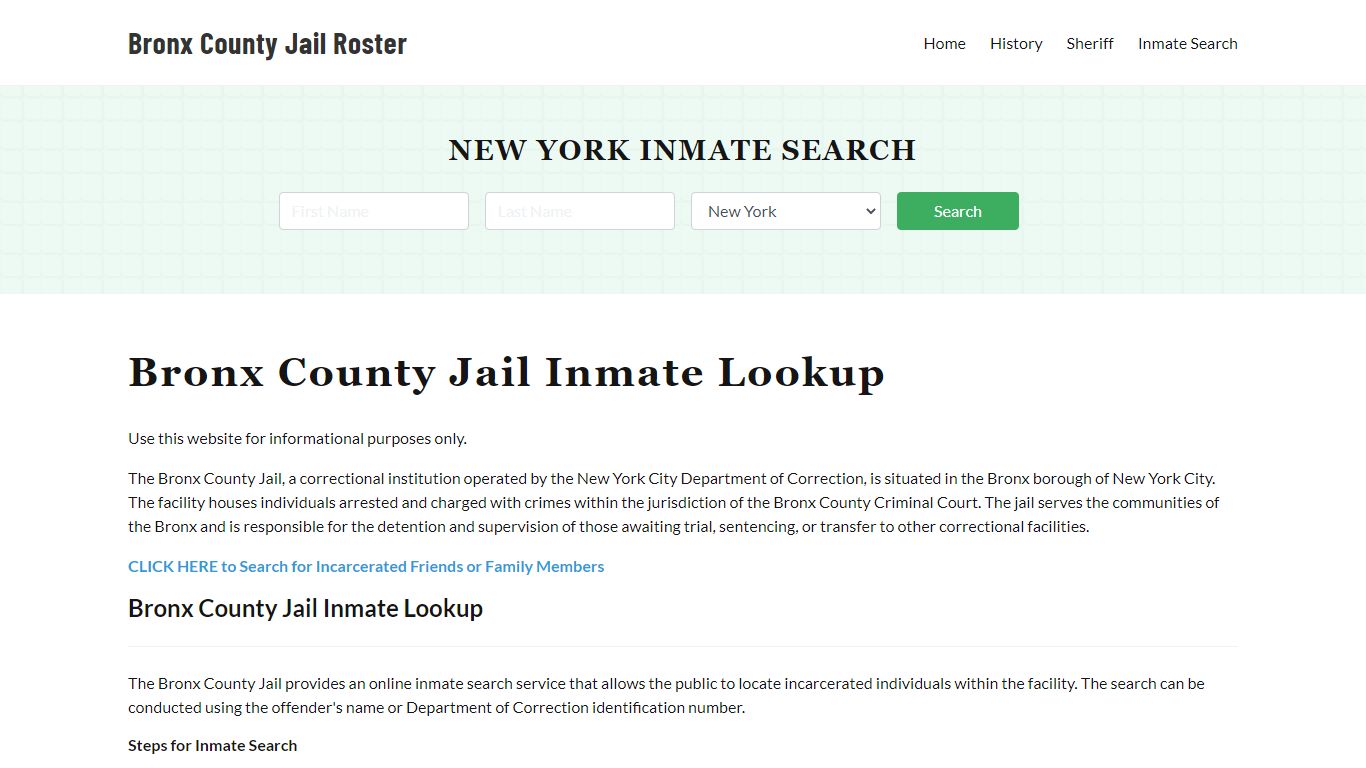 Bronx County Jail Roster Lookup, NY, Inmate Search